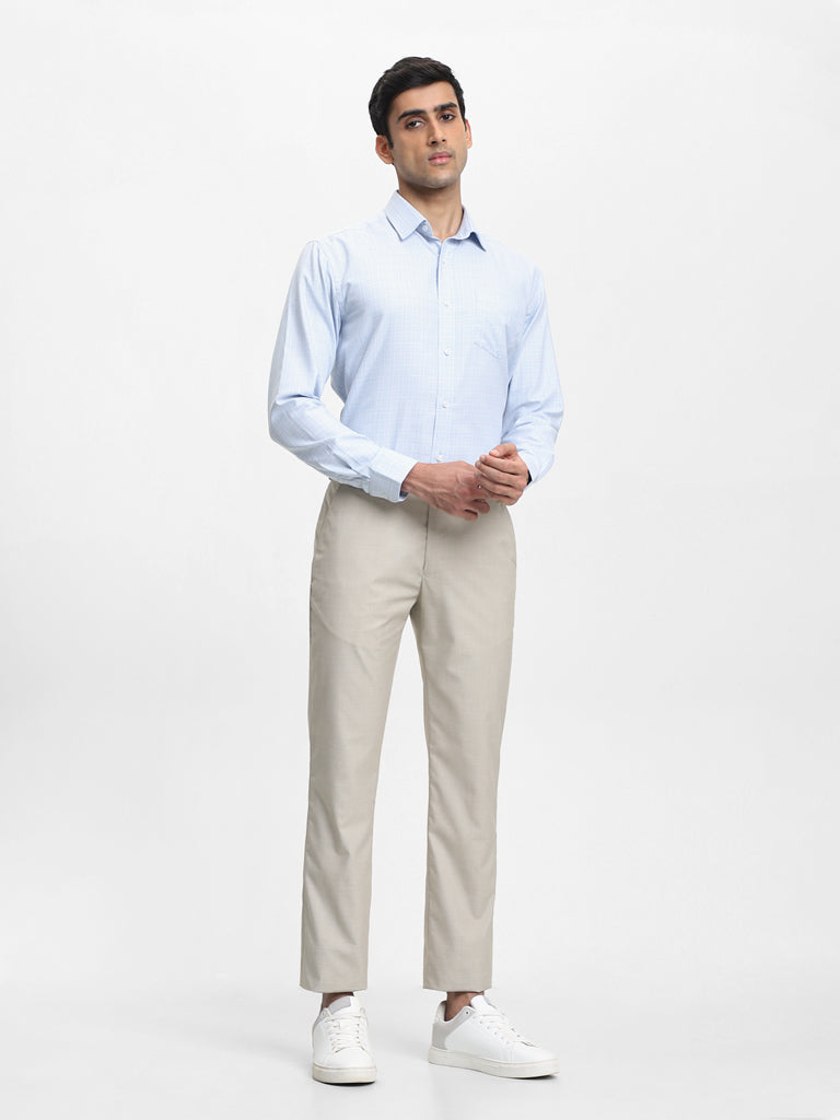 Buy WES Formals Grey Striped Slim Fit Trousers from Westside